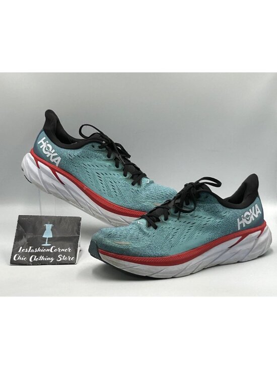 Hoka One One Men\'s Teal Aquarelle Clifton 8 Running Athletic Shoes Sz 11.5D 3021